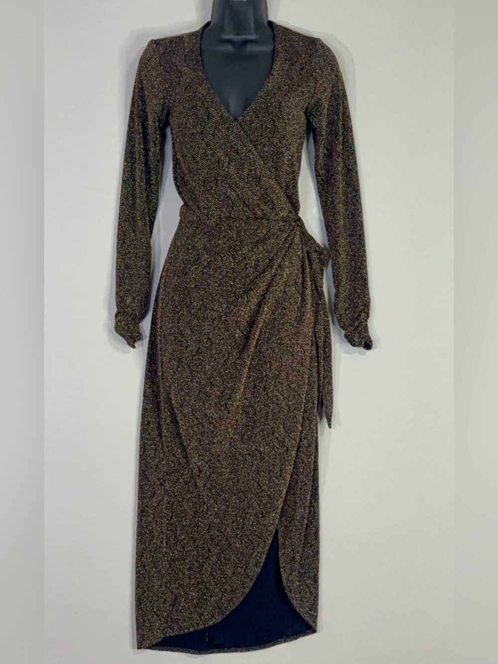 Show Me Your Mumu Kimora Wrap Dress Metallic Lurex XS USA Glam Party